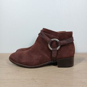 Bernardo Ankle Boots Women 6.5 Brown Leather Block Heel Harness Rustic
